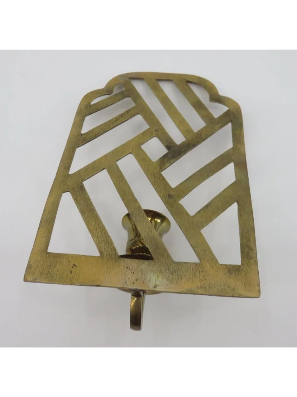 VTG Brass Metal Wall Sconce Candle Candlestick Holder Retro Geometric Hanging
